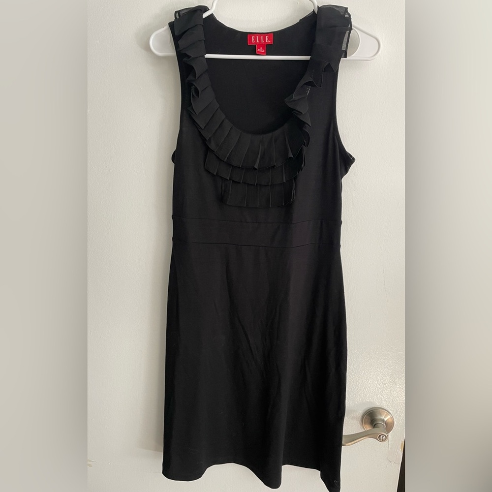 Elle Elegant Black Ruffle Mini Dress